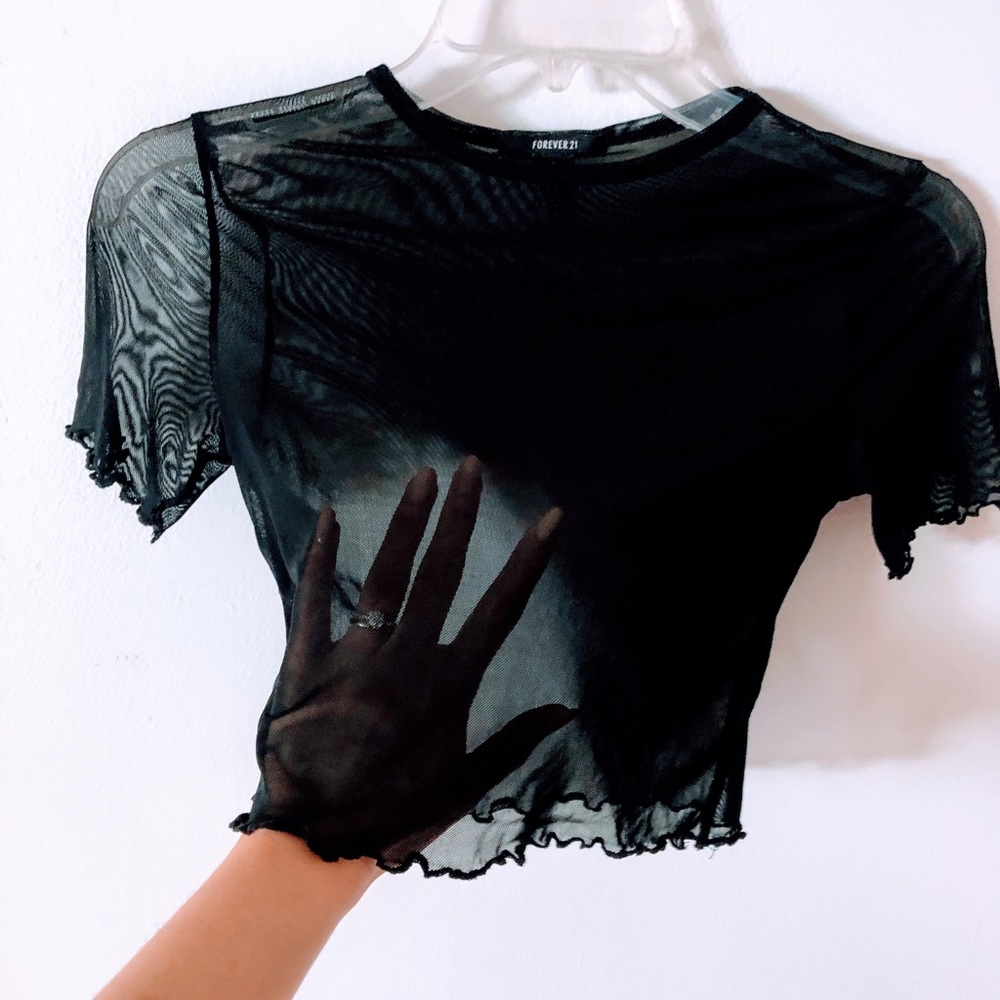Black sheer crop top